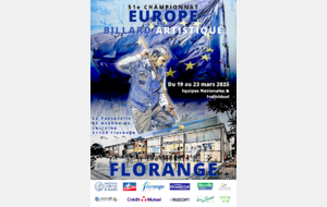 Championnat d'Europe de billard Artistique à FLORANGE du 19 au 23 mars 2025. Equipes Nationales & Individuel.