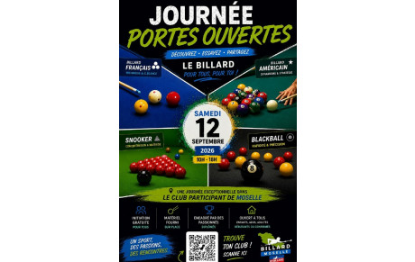 Journée BILLARD Portes Ouvertes - 12 Septembre 2026